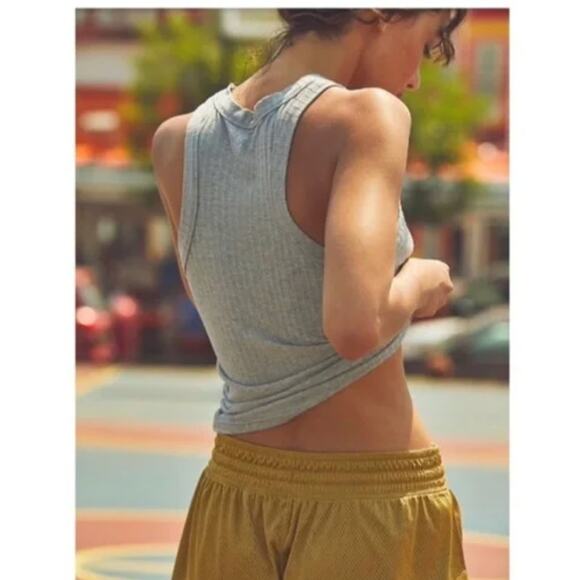 Free People Movement Blissed Out Gray Ribbed Racerback Tank Small - Picture 2 of 10
